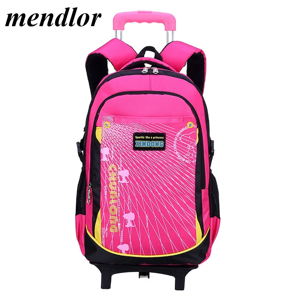 

Kids Travel Trolley Backpack On wheels Girls Trolley School bags Children's Detachable cute Rolling Bag School Backpacks for Boy
