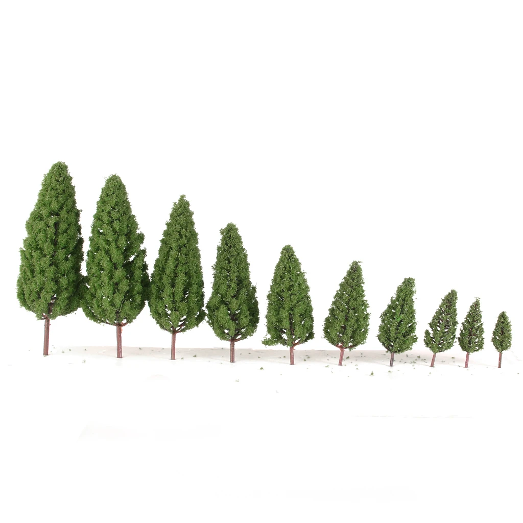 20Pcs Tower Shaped Trees Model Train Park Garden Street Village Layout Scenery Scene Landscape 1:50-400 Green