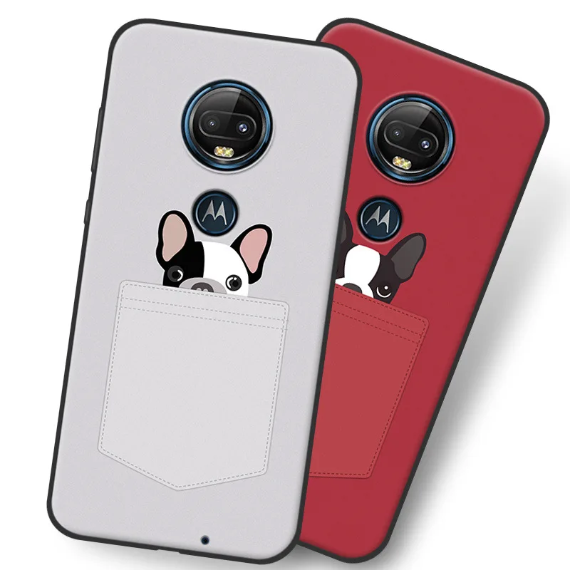 

Cartoon Red Dog Case For Motorola Moto G7 Plus,TPU Painted Mobile Phone Shell Lovely Cartoon Color Painting Case.10 Colors.