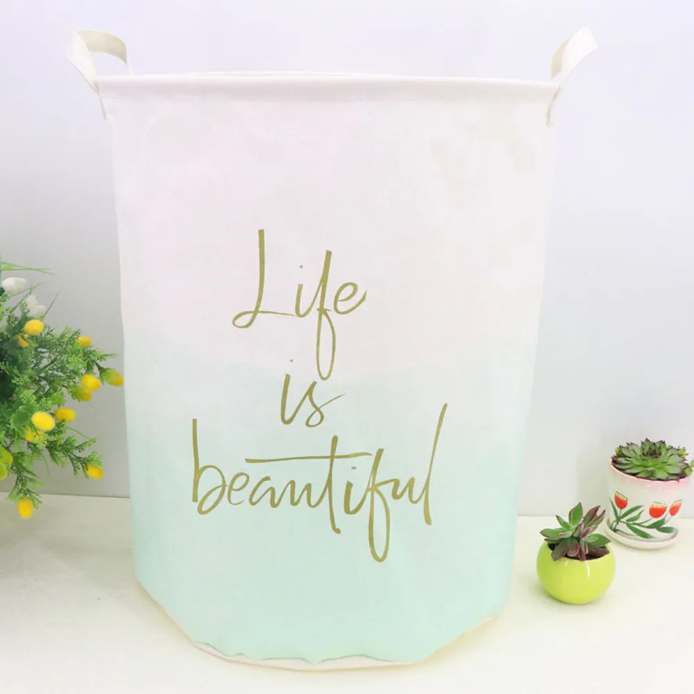 

Waterproof Canvas Laundry Clothes Basket Storage Multicolor Design Printed Folding Storage Box For Toys