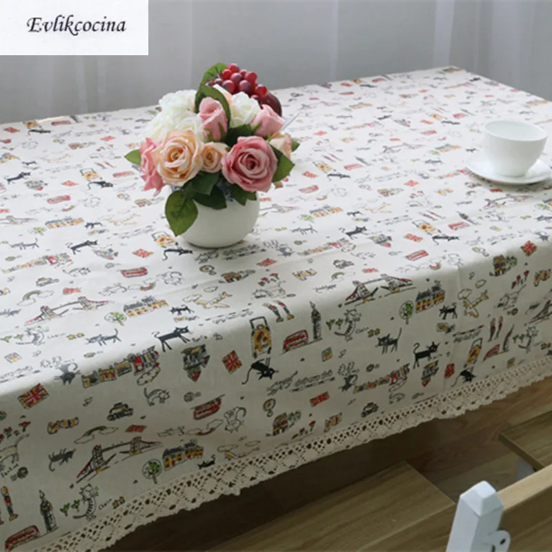 

Free Shipping Cat Cartoon Tablecloth Cover Cotton Linen Toalha De Mesa Nappe Rectangulaire Concise Manteles Para Mesa Tafelkleed