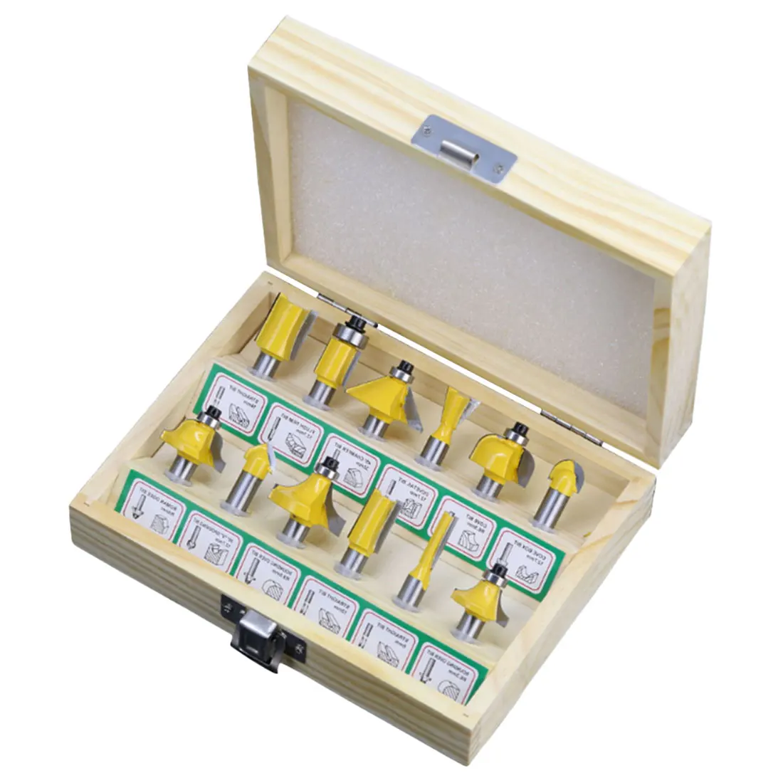 12pcs Handle Milling Cutter Router Bit Set 8mm Wood Cutter Carbide Shank Mill Woodworking Trimming