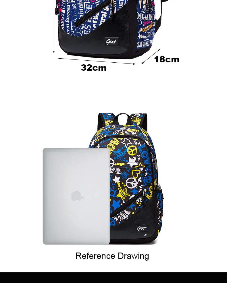 Korea Style Students School Backpack For Boys Oxford Waterproof Laptop Backpack School Bags For Girls Boys Print Schoolbag