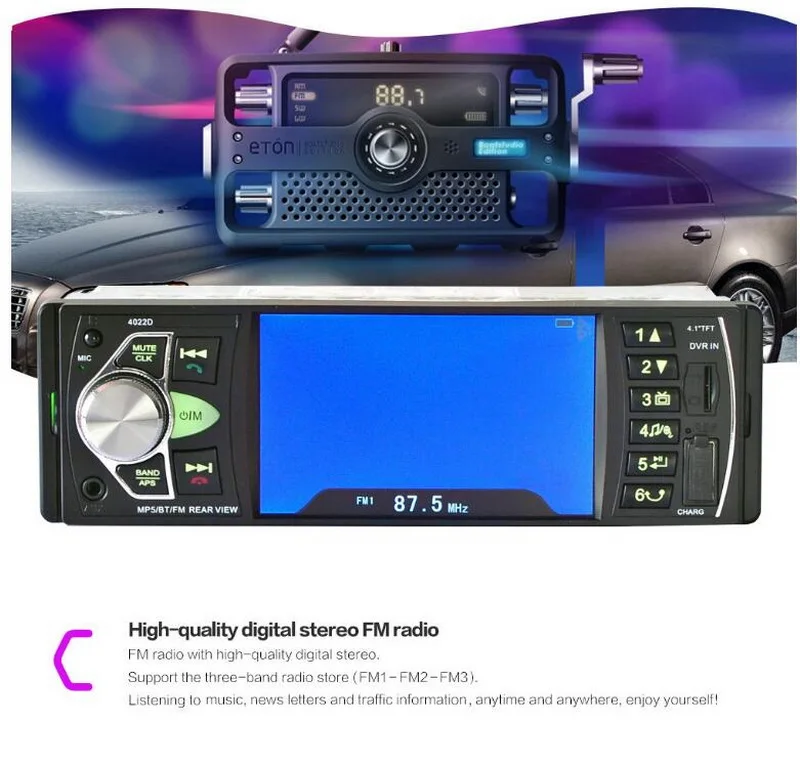 4.1'' HD Screen Stereo Bluetooth MP5 Player 1 DIN Car Radio FM TF USB AUX Input Mirror Link Radio Cassette Player Autoradio