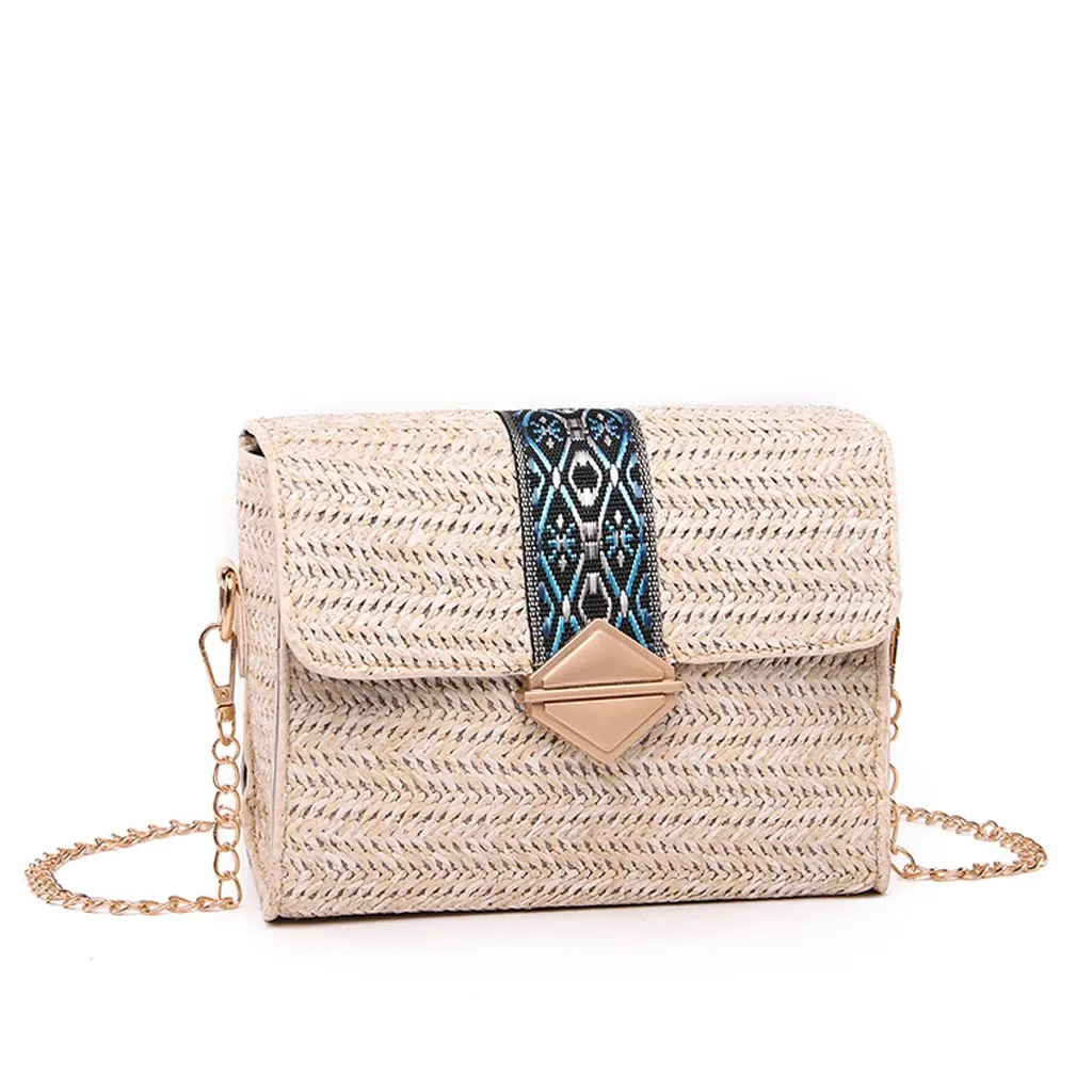 2019 جديد مربع حقائب قش النساء الصيف كيس الروطان سيدة اليدوية المنسوجة الشاطئ عبر الجسم حقيبة بوهيميا يد بالي السفر المهنة