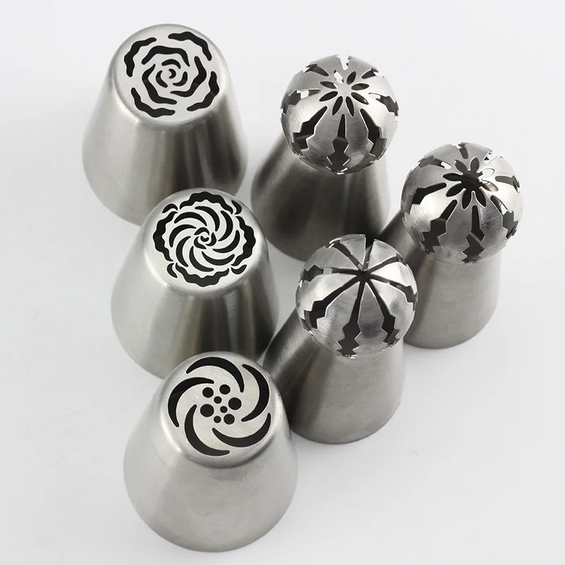 

Mujiang 6Pcs Stainless Steel Russian Nozzles Sphere Ball Icing Piping Pastry Tips DIY Cake Decorating Baking Confectionery Tools