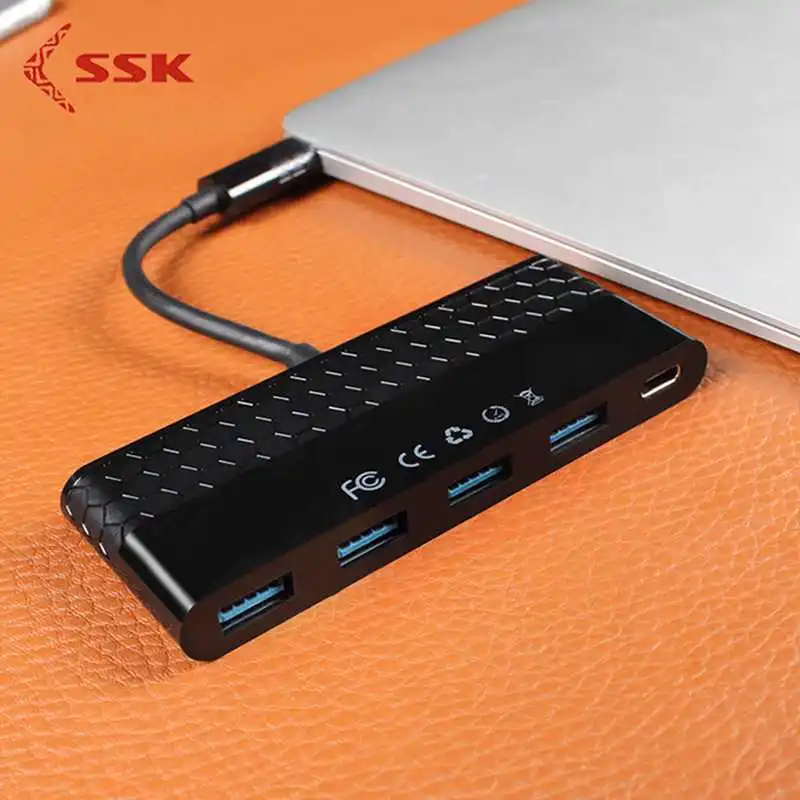 SSK Многофункциональный type-C концентратор type-C к type-C+ 4 порта USB3.0 адаптер type-C адаптер с PD кабель передачи данных Высокоскоростной