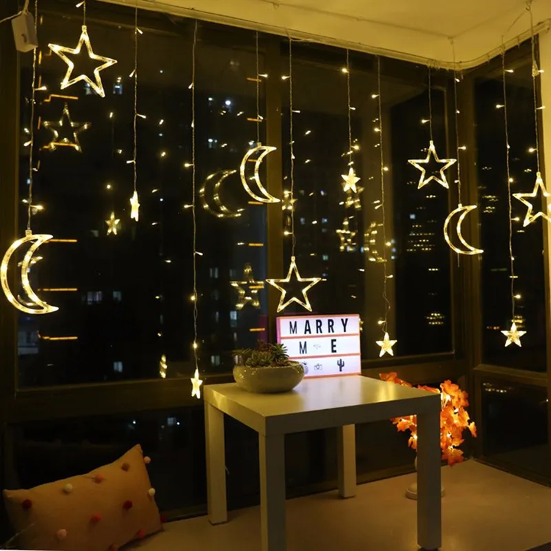 220V Battery Fairy star led curtain string wedding lights Garland holiday party wedding decoration fairy lights led holiday