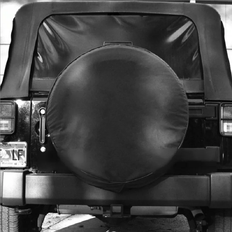 Универсальный чехол для запасного колеса из ПВХ кожи для Jeep Ford Nissan Kia hyundai Hummer Suzuki Mitsubishi Lada 4X4 VW BMW BENZ - Название цвета: Черный