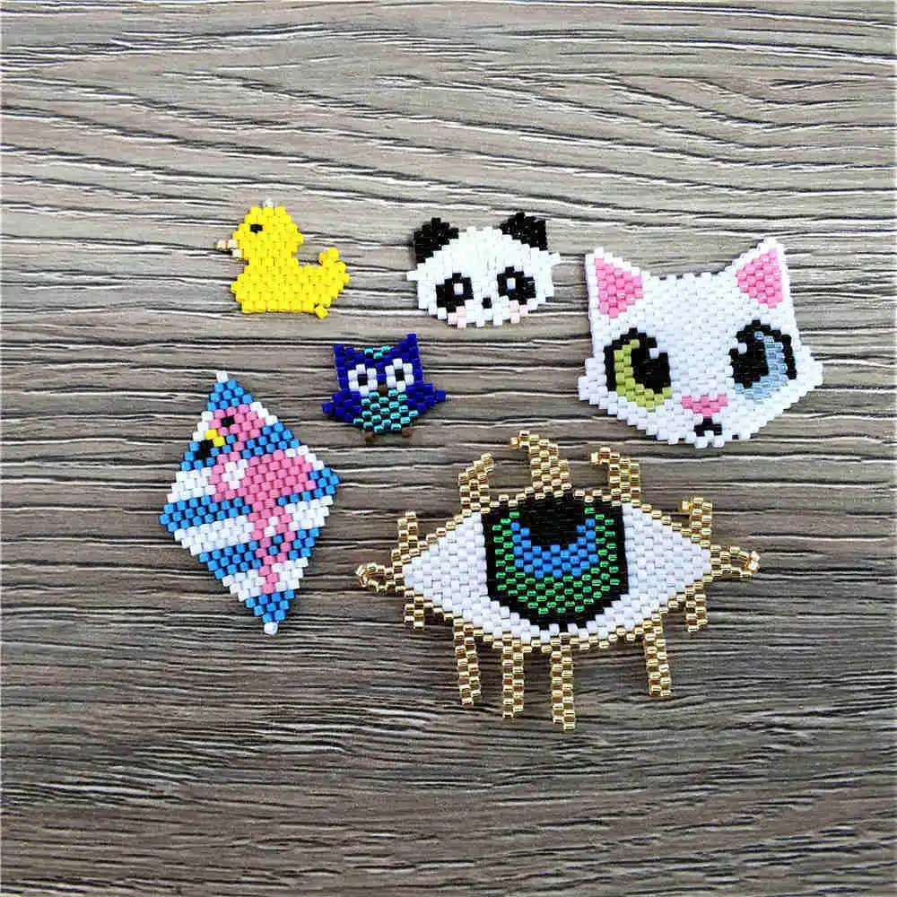 

Shinus 10Pcs/lot Miyuki Accessories Fit Bracelet Necklace Panda Fox Owl Pendant Animal Child Gift 2019 Perles Miyuki Handcrafted