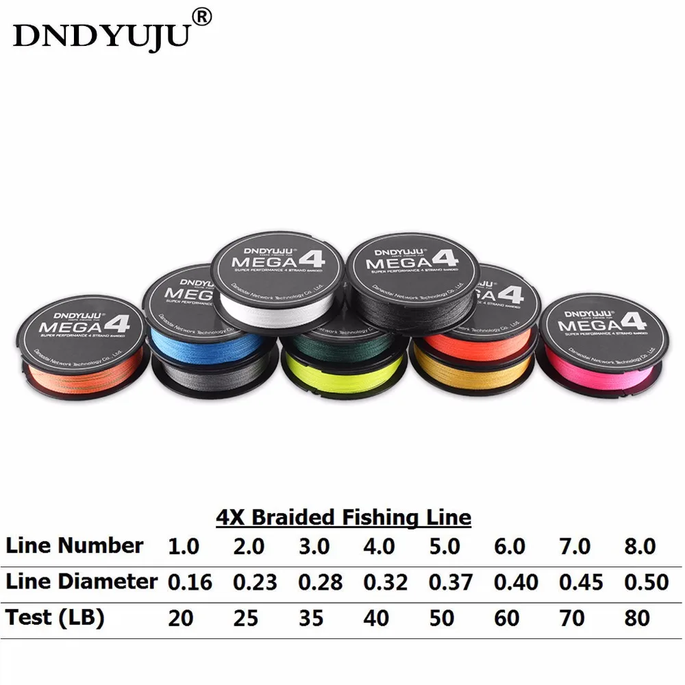 

DNDYUJU 100m 4X Braided Fishing Line 10 Colors Super PE Line Strong Strength Fishing