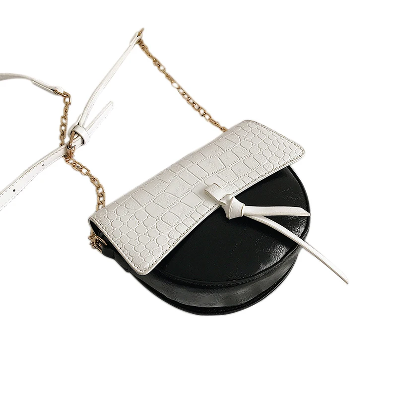 

Stone Pattern Saddle Bag For Women Chain Small Pu Leather Shoulder Messenger Bags Lady Travel Purses And Handbags Hand Bag