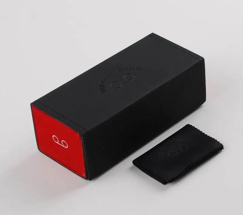

Newest fashion foldable glasses case cheap black eyewear box B001 with cleaning cloth