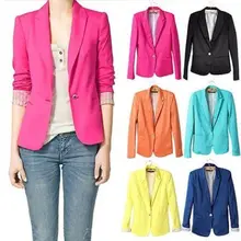New Spring 2015 Tops blazer women candy coat jacket Foldable outerwear coat jackets one button basic jacket suit blazers