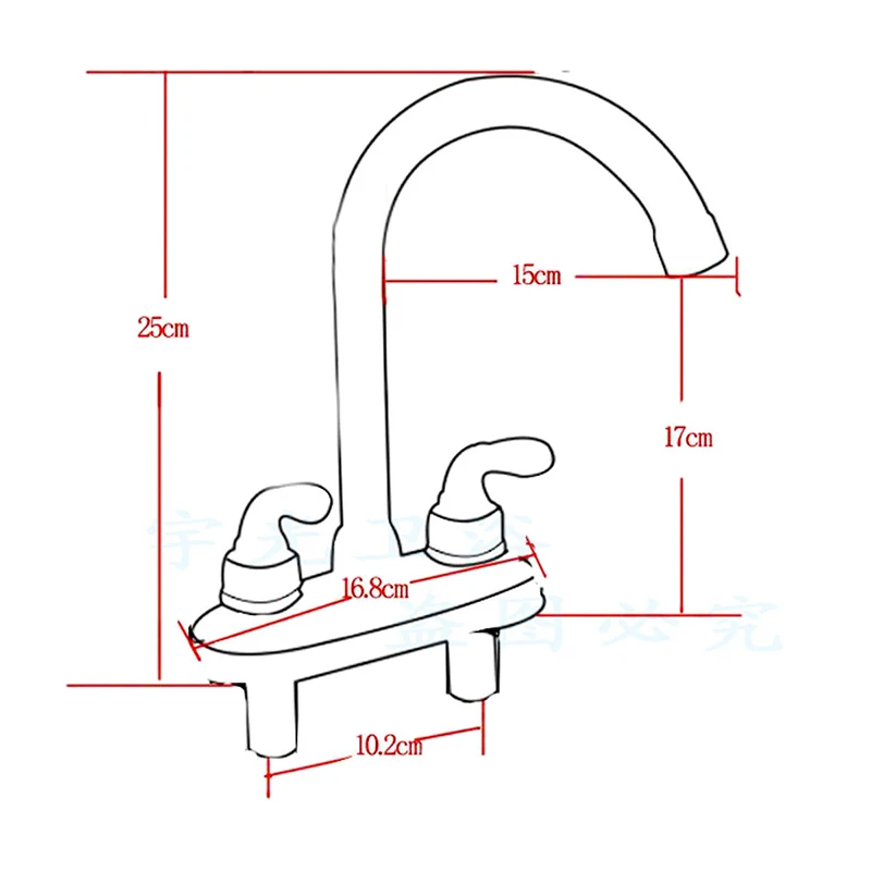 Кухня Поворотный носик двойной ручкой отверстие раковина смеситель воды краны поставка