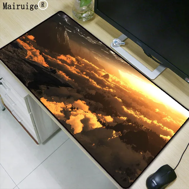 Special Price Mairuige Landscape Top View Cloud Locking Edge Washable Mouse Pad Large Office Gaming Mousepad Dest Keyboard Mat for Notbook PC
