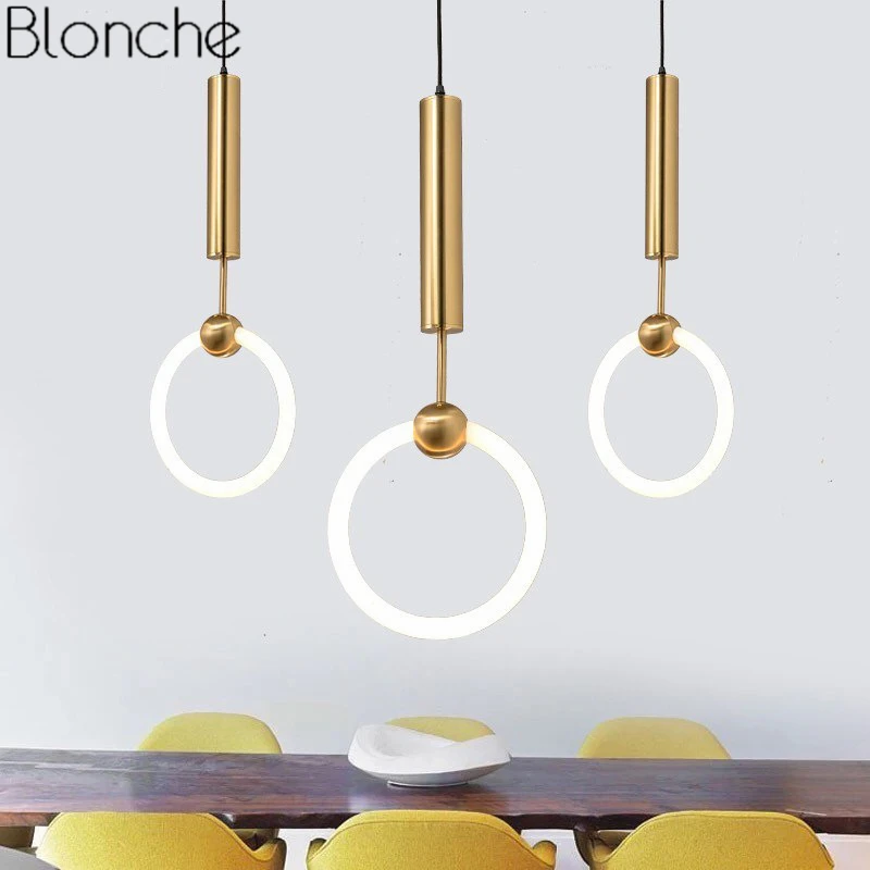 Anel de Ouro Lâmpada para Home Sala de Loft Lee Broom Luzes Pingente Moderno Levou t6 Círculo Pendurado Decor Luz Luminárias Luminária 3 Cheap Luzes de pendentes
