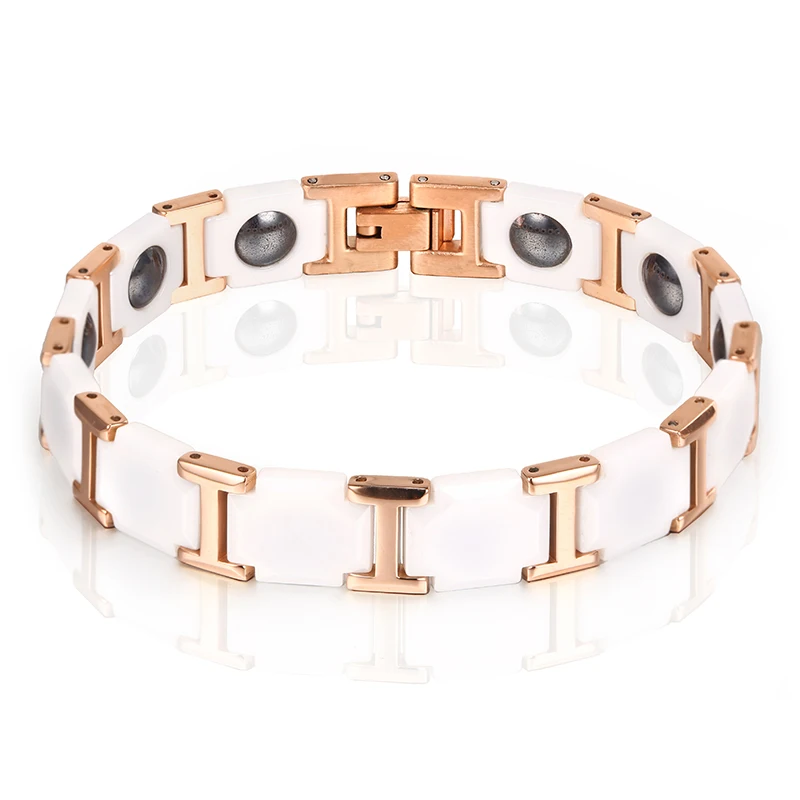 

TH stainless steel bracelet Valentine's Day new stainless steel ceramic inlaid zircon with tungsten gold fashion bracelet