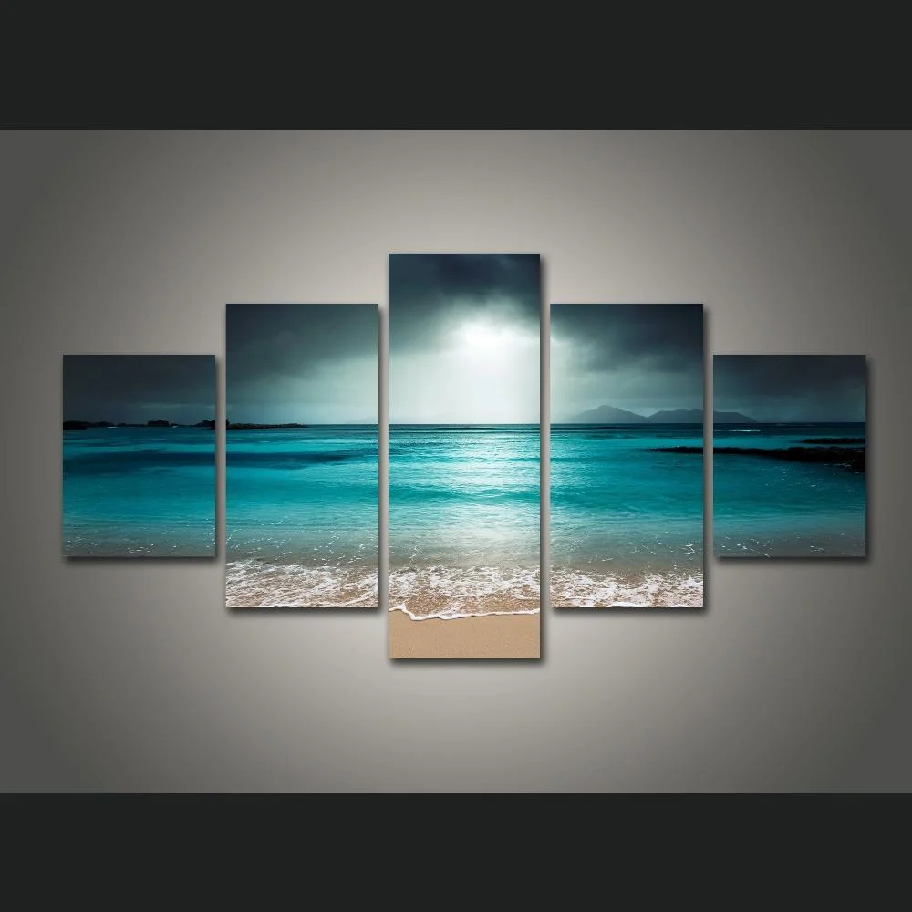 Günstig Moderne Nach Wand Kunst 5 Stück Leinwand Gerahmte Seascape Foto Große Welle Landschaft Poster Druck Bild Drucken Drop verschiffen