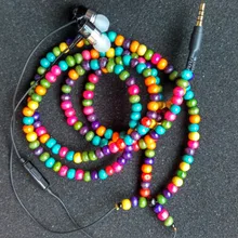 Diy цветные наушники с микрофоном деревянные бусины