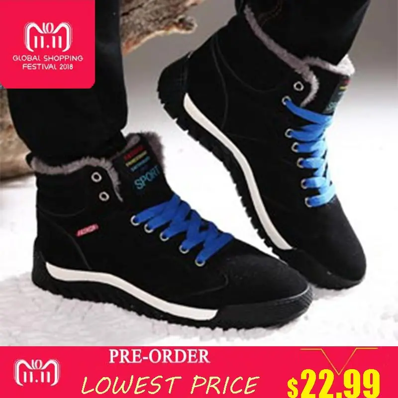 الشتاء أحذية الرجال 2018 جديد الرجال الأخشاب لاند أحذية زائد حجم الثلوج يتدفق الدافئة الخياطة الشتاء أحذية الرجال سلامة العمل الأحذية