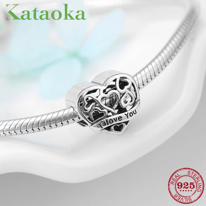 

Valentine's Day Gift 925 Sterling Silver Fashion I LOVE YOU Fine Beads For Jewelry Making Fit Pandora charms original Bracelet