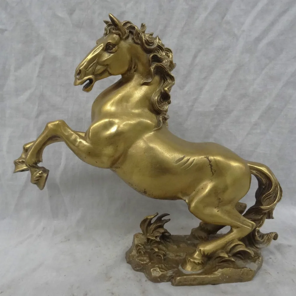 

wan671049+++12 Folk Chinese Brass Year Zodiac Animal FengShui Jump Up Horse Statue Sculpture