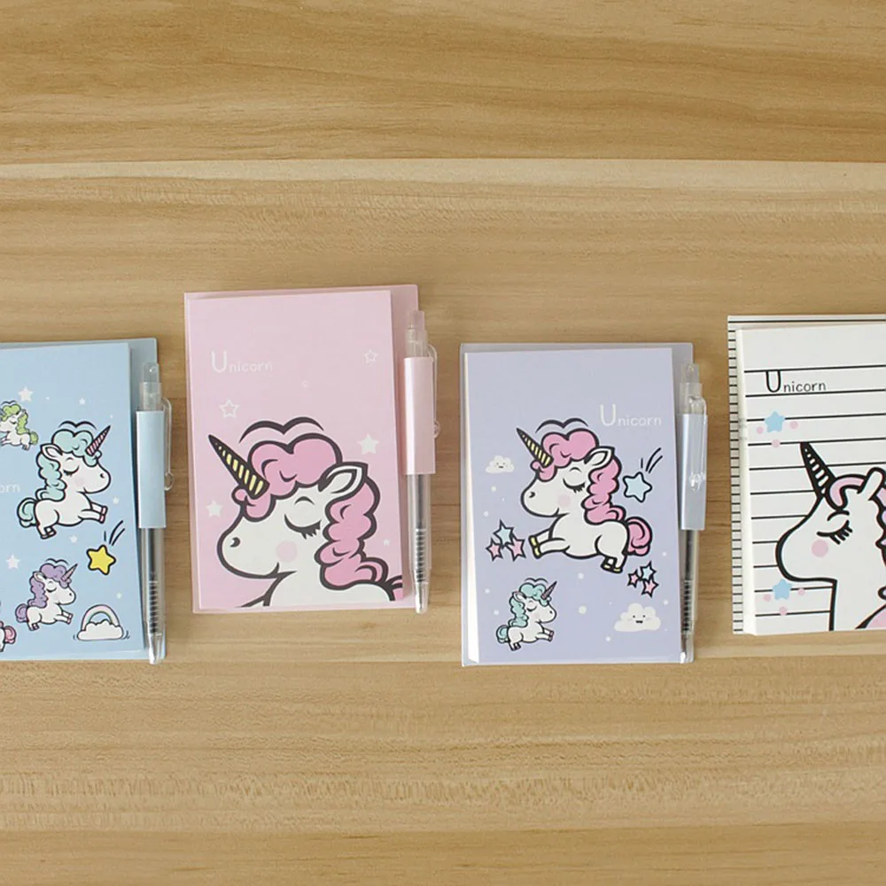 

Kawaii Unicorn Portable Memo Pad With Pen Student Paper Stationery School Office Supply Notepads