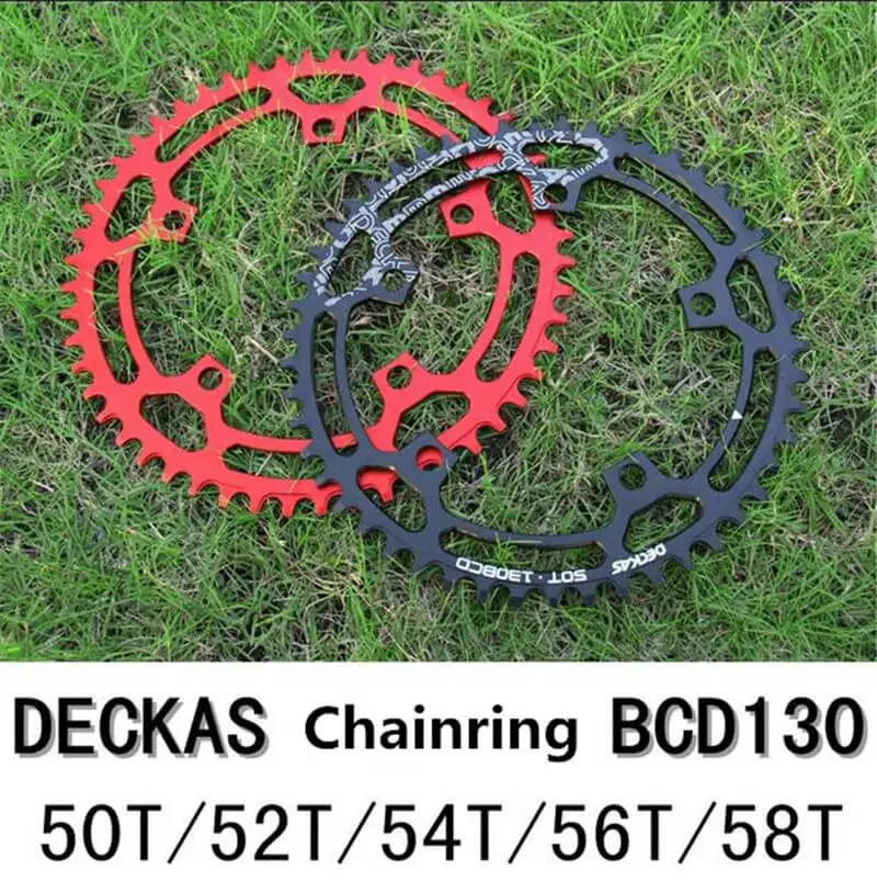 

DECKAS Round Bicycle Chainwheel 130 BCD 50T/52T/54T/56T/58T Chainring for MTB Mountain Road Bike Bicycle Chain Ring Big Ring