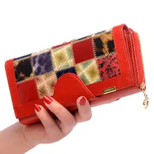 Nouveau 2016 Femmes En Cuir Véritable De Mode Portefeuilles Célèbre Marque Sacs À Main Designer avec Photo de Poche Titulaire de la Carte Vintage Noir Rouge A267