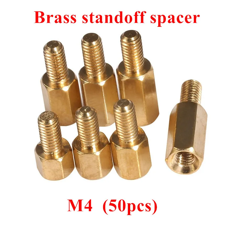 

50pcs M4*6/8/10/12/14/15/20/25/30+6mm Hex Nut Spacing Screws Brass Threaded Pillar PCB Computer PC Motherboard Standoff Spacers