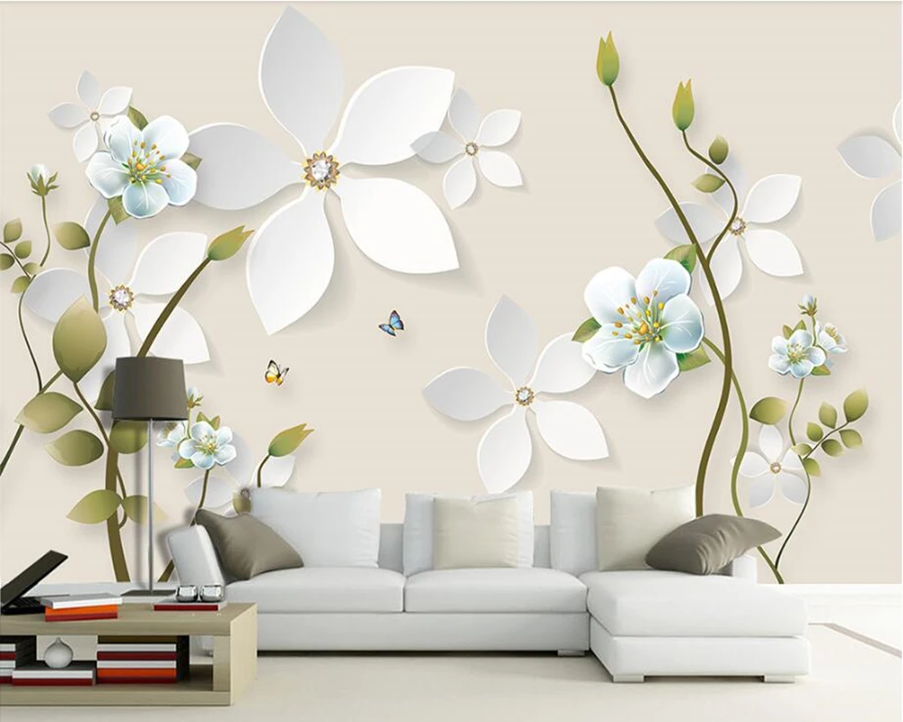 Papelデ パレージュエリーエンボス加工蝶の花の3d壁紙壁画 リビングルームのソファテレビの壁寝室の壁の論文の家の装飾カフェ 壁紙 Aliexpress