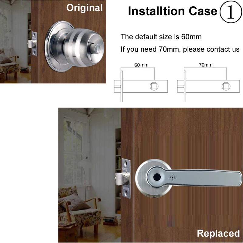 RAYKUBE Biometric Fingerprint Lock Smart 13.56Mhz IC Card Knob Deadbolt Keyless Electronic Door Lock For Home Office R-S158
