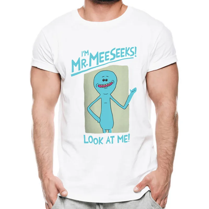 Смешной счастливый Рик Morty и помогайки Футболка с принтом Для Мужчин Мультфильм