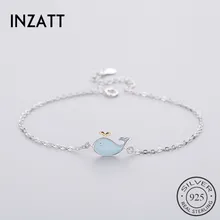 INZATT панк 925 пробы серебряный милый синий браслет с Китом эмаль для женщин Геометрическая Дамская Летняя металлическая цепь ювелирные изделия вечерние подарок