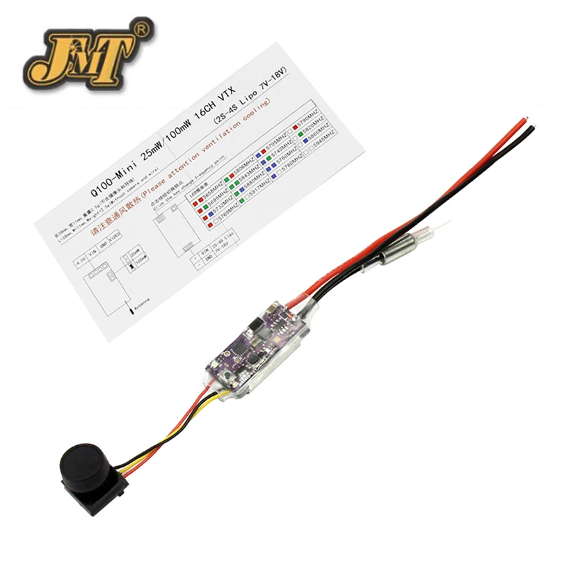 Камера 25 МВт/100 мВт переключаемая 7 V-18 V передача изображения+ Q100-MINI 5,8G 16CH VTX для FPV Racer Drone Quadcopter