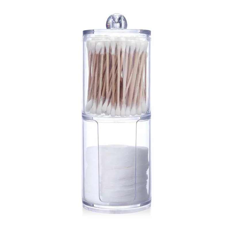 

Plastic Two-layer Round Cosmetic Organizer Qtip Container Transparent Cotton Swabs Box Jewelry Storage Box Holder and Candy Jars