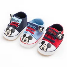 Обувь для детей от 0 до 1 года; мягкая детская обувь с Микки Маусом на липучке; детская повседневная обувь