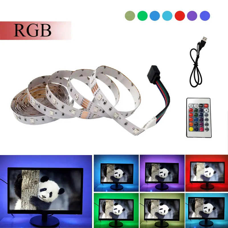 Светодиодная rgb SMD 2835 теплая белая/белая DC 5 В/6 в RGB лента для телевизора USB 0 м 1 2 3 4