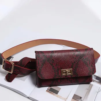 

2019 Fanny Pack Women Serpentine Fanny Pack Leather Fashion Snake Skin Waist Belt 7.24