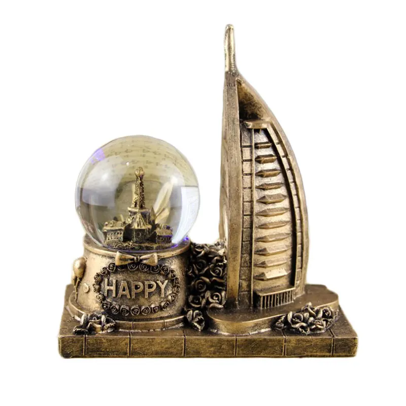 World Famous Building Asia Dubai Arab Tower Model Crystal Ball Decor