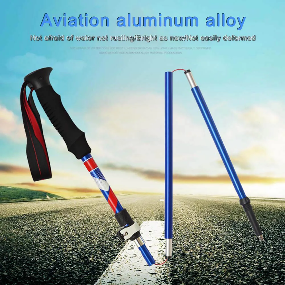 3-х секционный ультра-светильник EVA ручка складные трости Алюминий сплав палки для ходьбы, трекинга полюс ледоруба для использования вне помещений