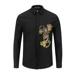 Бренд seestern новая одежда мужская рубашка Вышивка Тигр цветок письмо моды в западном стиле для ночного клуба молодежи Молодежные рубашки
