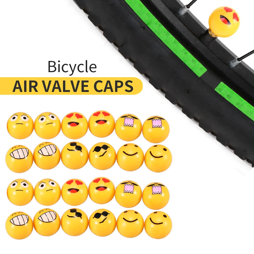

4Pcs/lot Bicycle Ball Valve Caps with Cute Emoji Pattern Air Valve Caps Tyre Valve Dust Covers for MTB Bicycle Accessories