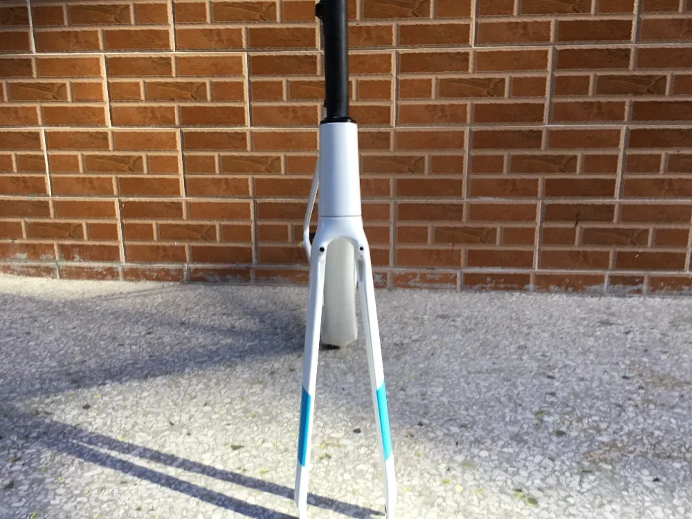 Discount 2018 new color fasterway classic high end design direct brake full white with blue carbon road frame,can do customlized painting 5