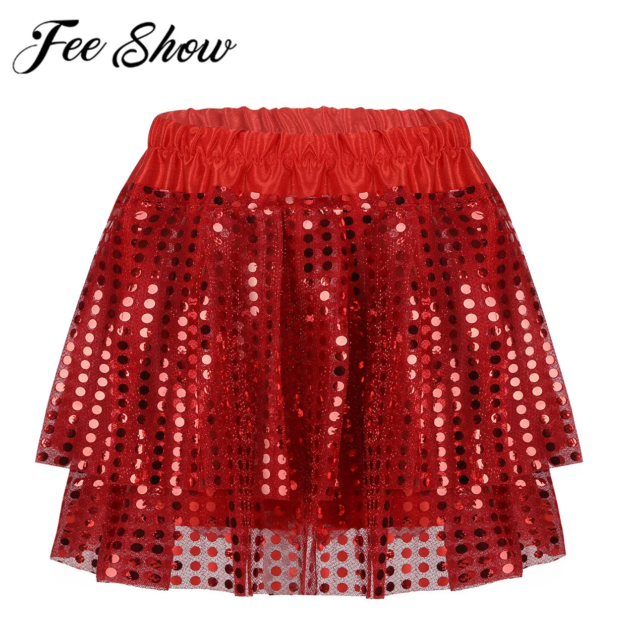 

Kids Girls Sequins Shiny Latin Dance Tutu Mini Skirt Children Contemporary Jazz Ballet Ballroom Dancing Dresses Costume Clothing