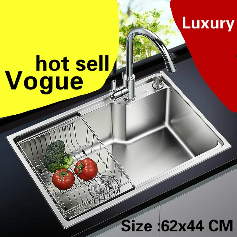 

Free shipping Apartment kitchen single trough sink common vogue do the dishes 304 stainless steel hot sell 620x440 MM