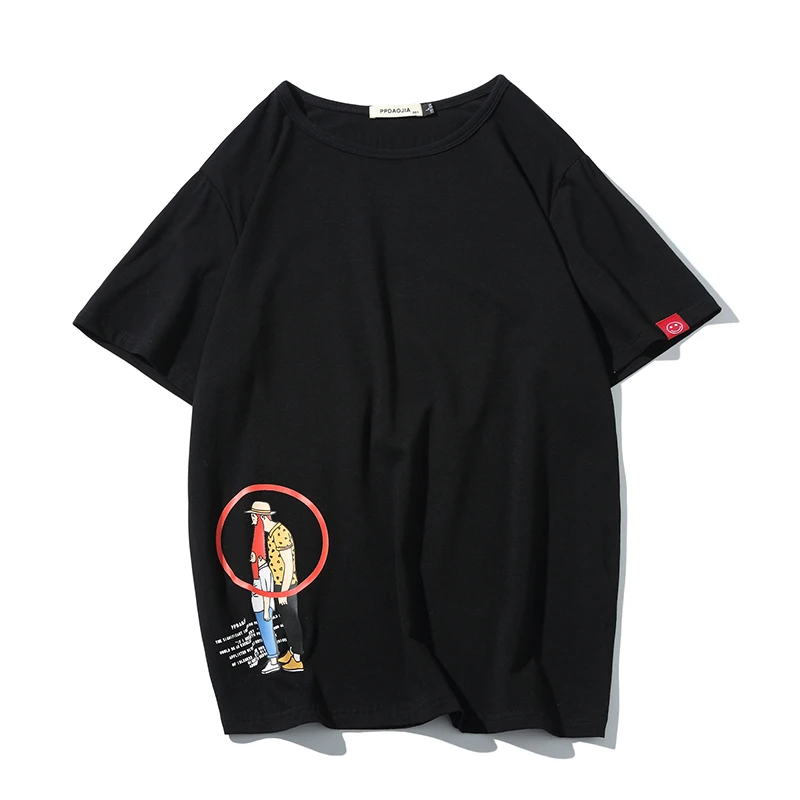 

Cotton Print T-shirts For Men Black White Letter Fashion Youth Streetwear Funny Oversized Men T-shirts Short Sleeve M-XXXXXL