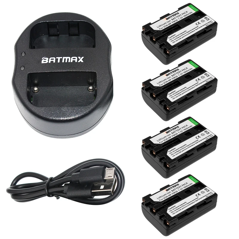

Batmax 4pcs NP-FM50 NP FM50 NPFM50 Rechargeable Battery+USB Dual Charger for Sony Alpha A100 DSLRA100 A100K CCD-TRV408 DCR-PC105