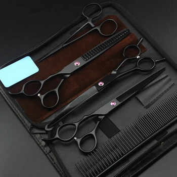 

7 inch Pet Grooming left hand Scissors Set Straight Curved Dog Cat Cutting Thinning Shears Kit Tesoura Para Hair Custom logo